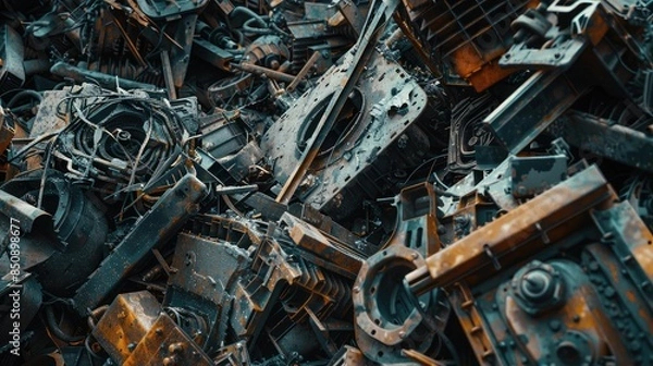 Fototapeta Industrial Scrap Metal Pile Close-Up