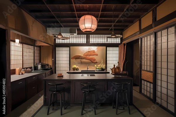 Fototapeta Cozy Japandi kitchen