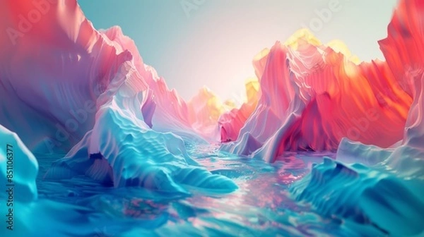 Fototapeta abstract landscape in vibrant pinks and blues