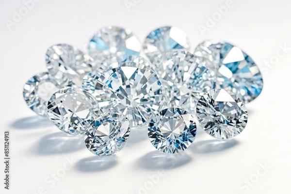 Fototapeta Sparkling Diamonds on a White Background