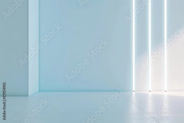 Obraz A white room with a blue wall and white stripes