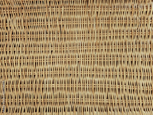 Fototapeta Light yellow antique vintage classic natural rattan wicker texture or background. Hard intertwined fibers of plant origin.