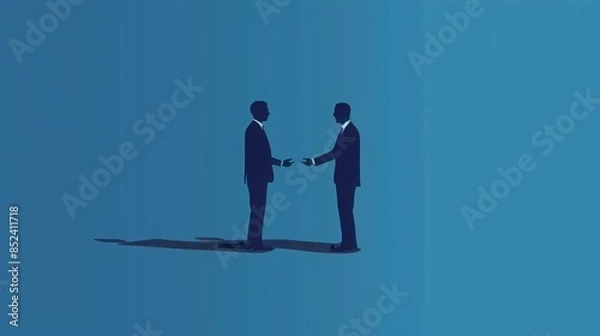 Fototapeta Two men shaking hands in a business setting