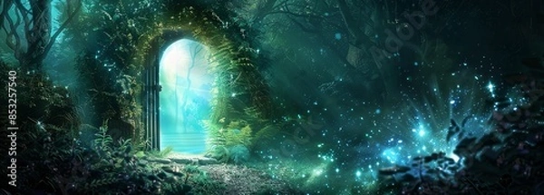 Fototapeta Magical portal to unknown worlds. Mysterious gateway. Fantasy background