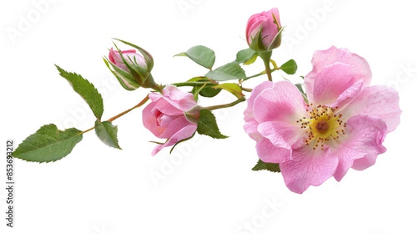 Fototapeta Rosa damascena flower on white background