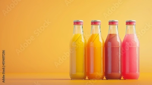 Fototapeta Colorful glass bottles of juice