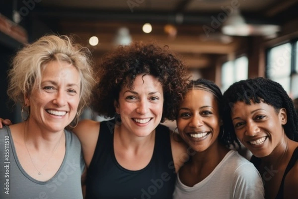 Fototapeta Smiling group portrait of diverse body positive women