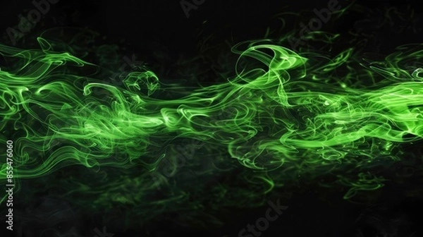 Fototapeta  "Green Fire Isolated on Black Background: Striking Visual Effect"