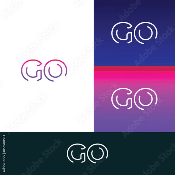 Fototapeta GO, OG letter logo design template elements. Modern abstract digital alphabet letter logo.