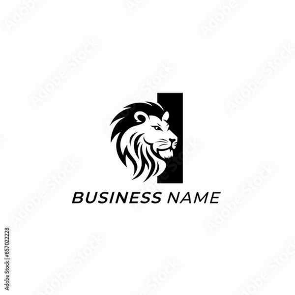 Fototapeta design logo creative letter I and lion head