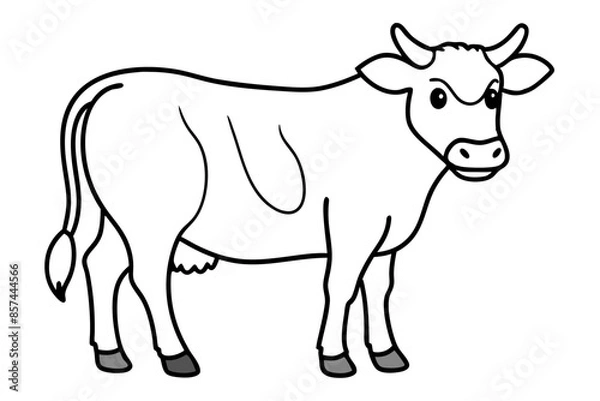 Fototapeta funny cute cow doodle line art vector illustration