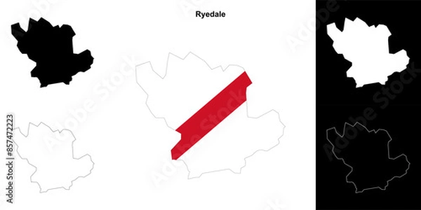 Fototapeta Ryedale blank outline map set