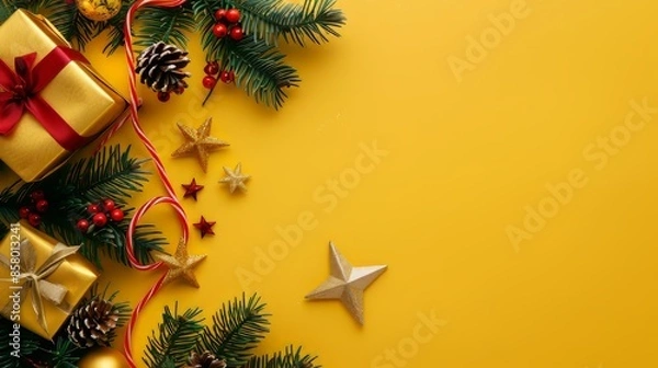 Fototapeta Star decoration, on yellow background