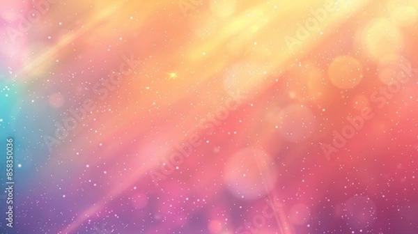 Fototapeta Abstract Blurred Background with Pink, Yellow, and Blue Colors and Sparkling Lights