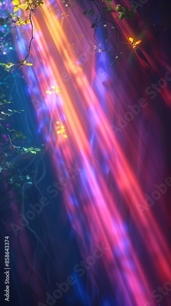 Fototapeta Beautiful beams of light in vibrant colors. 