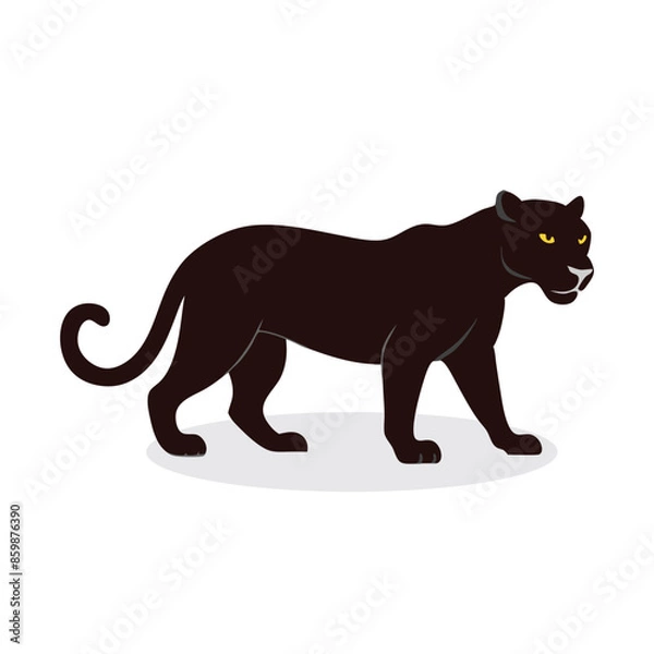 Fototapeta Panther Animal isolated flat vector illustration on white background.