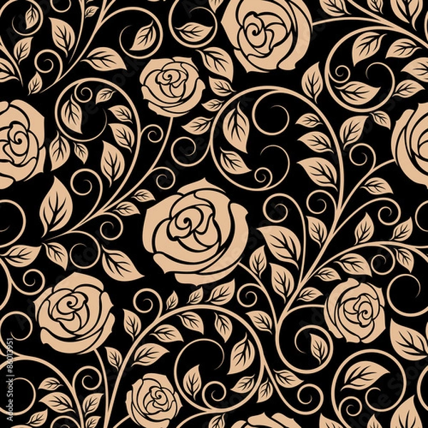 Fototapeta Luxury floral seamless pattern with blooming roses