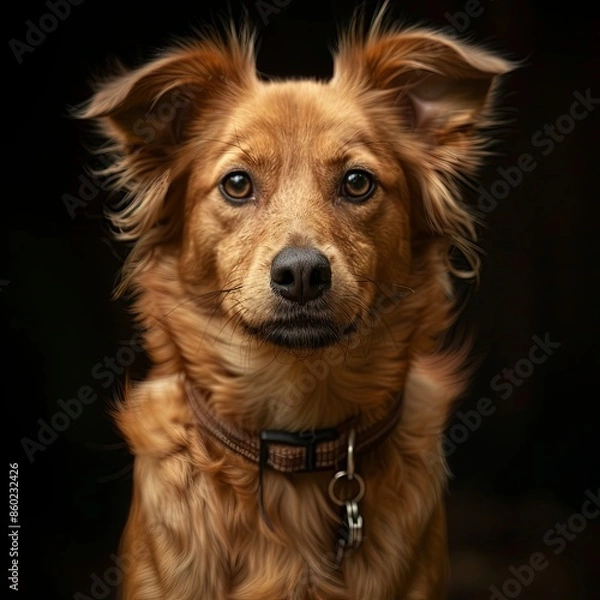 Fototapeta a dog portrait with a dog collar