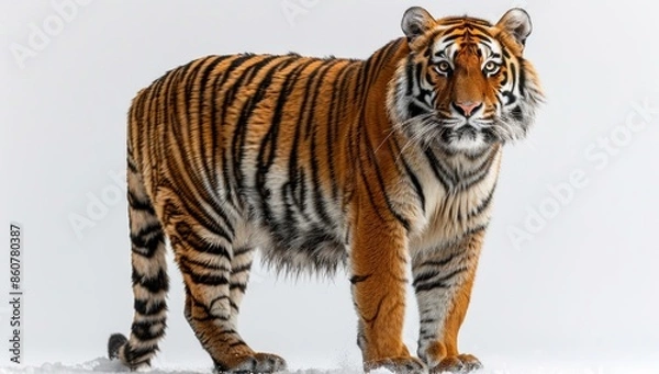 Fototapeta A Majestic Tiger in Winter Wonderland