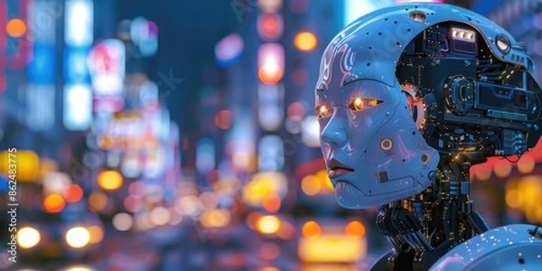 Fototapeta Ethical Issues of Cyborgs and Artificial Intelligence in Urban Society