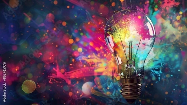 Fototapeta Exploding Light Bulb Symbolizing Breakthrough Innovation