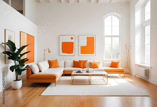 Fototapeta Photo interior modern design room 3d illustration