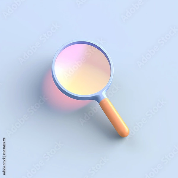 Fototapeta 3d magnifying glass with a light blue background