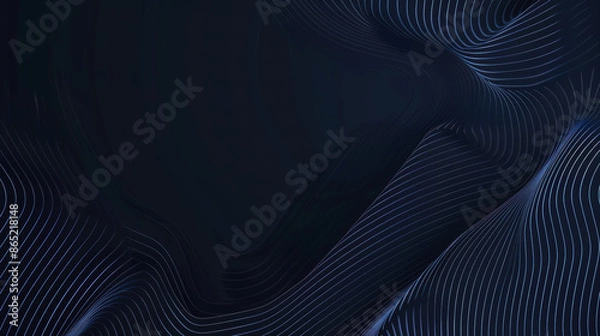 Fototapeta golden dynamic curves lines and waves, on blue background, modern banner design, business background