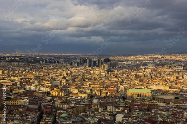 Fototapeta View on Old Town and Centro Direzionale in Naples, Italy