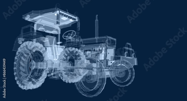 Fototapeta tractor graphic sketch 3d illustration