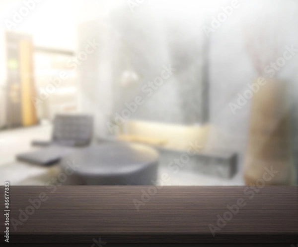 Fototapeta Table Top And Blur Interior Background