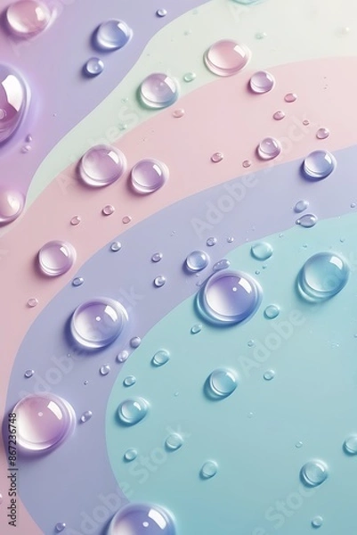 Fototapeta Smooth Hydrating Gel Texture with Pastel Bubbles, for skincare product presentations, cosmetic advertisements, and beauty-related designs