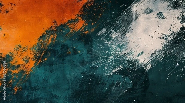 Fototapeta An abstract artwork using orange and teal with textured elements, ideal as a modern and stylish background or wallpaper