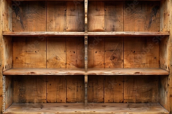 Fototapeta Book Shelf Empty. Wooden Box Bookshelf in Blank Background