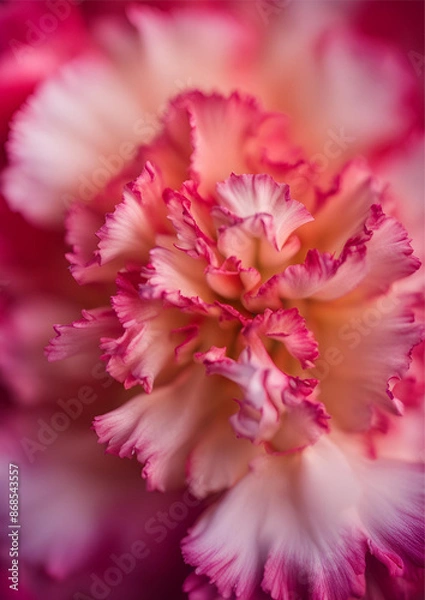 Obraz Close-Up of Pink and Peach Flower Petals, Macro shot of vibrant pink and peach flower petals with a soft focus background