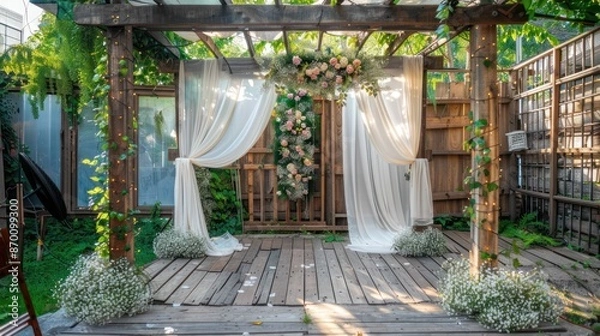 Fototapeta Very beautiful and aesthetic outdoor wedding decorations