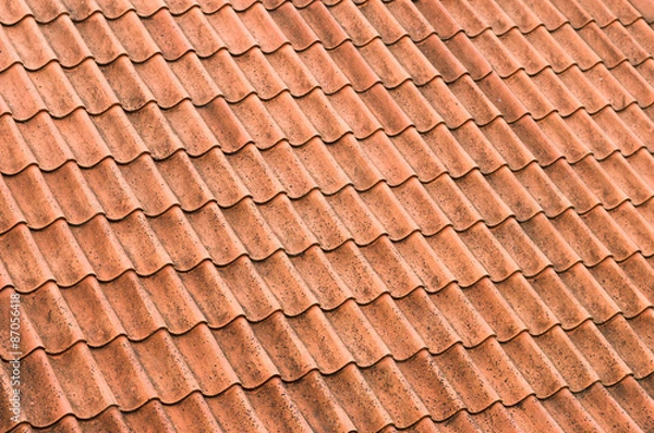 Fototapeta Old red roof tiles closeup