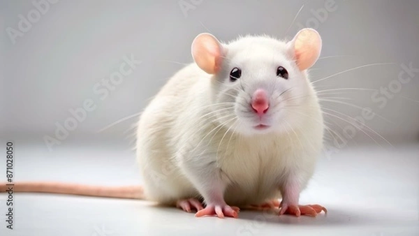 Fototapeta White Rodent on Plain Background
