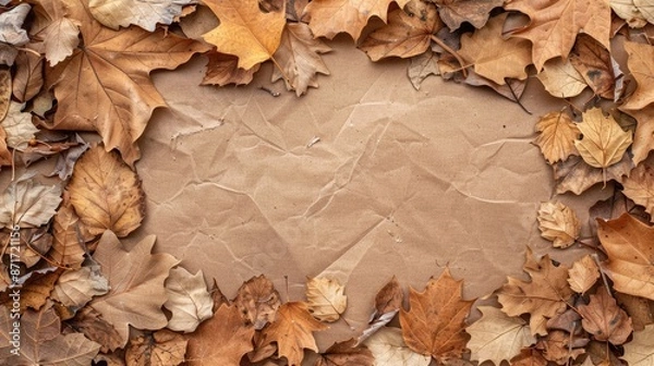 Fototapeta Preserve dried leaves on cardboard for a background picture