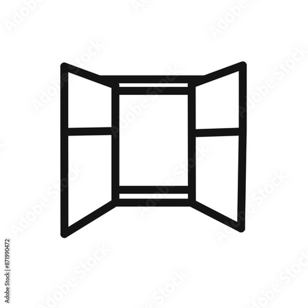 Fototapeta open windows icon black and white vector sign