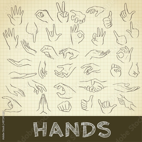 Fototapeta hands vector set