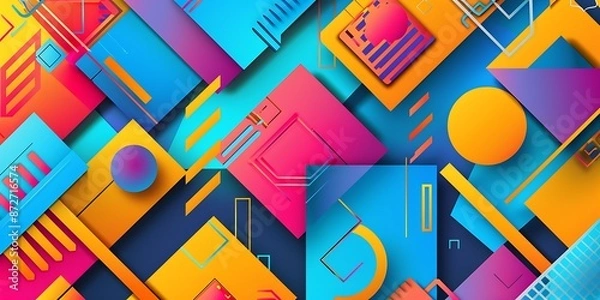 Fototapeta Abstract colorful geometric background with retro patterns and shapes, colorful background, vector illustration design, digital art, colorful, colorful geometric, colorful pattern, vibrant colors