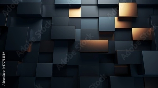 Fototapeta Abstract Dark Grey And Gold Block Pattern Background