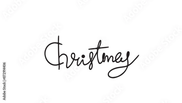 Fototapeta handwritten merry christmas inscription. Hand drawn lettering. One line drawing of phrase. Vector.