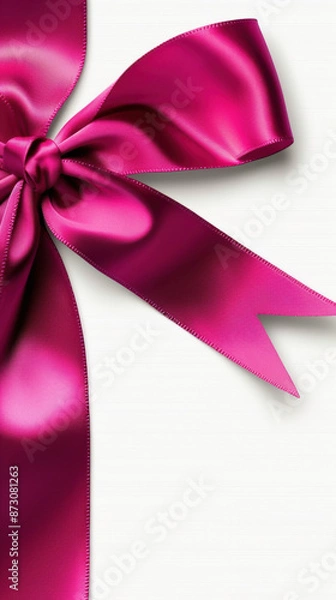 Fototapeta A pink ribbon is tied in a bow