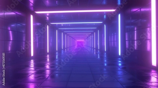 Fototapeta Neon Corridor: A Futuristic Vision