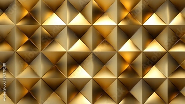 Fototapeta rendering of a geometric pattern composed of gold pyramids