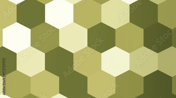 Fototapeta A pattern of green and white hexagons, creating an abstract geometric background