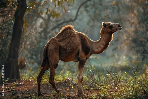 Fototapeta Full body view of Nari Camel in the natural habitat, full body shot, full body View