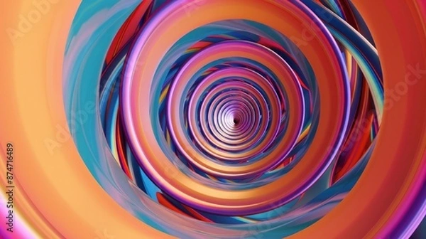 Fototapeta A stunning display of colorful swirls and circular gradients, creating an illusion of depth and motion.